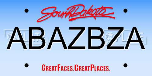 ABAZBZA South Dakota License Plate