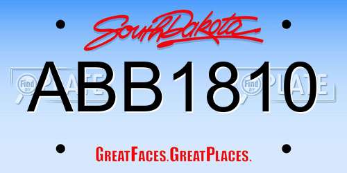 ABB1810 South Dakota License Plate
