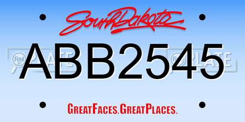 ABB2545 South Dakota License Plate