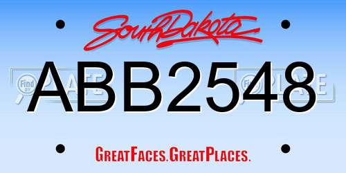 ABB2548 South Dakota License Plate