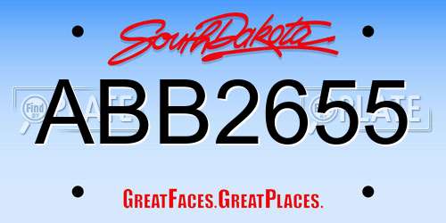 ABB2655 South Dakota License Plate