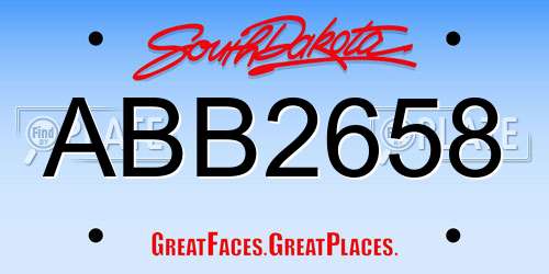 ABB2658 South Dakota License Plate