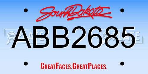 ABB2685 South Dakota License Plate