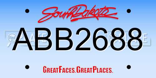 ABB2688 South Dakota License Plate