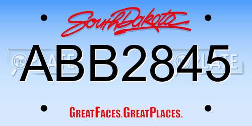 ABB2845 South Dakota License Plate