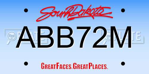 ABB72M South Dakota License Plate
