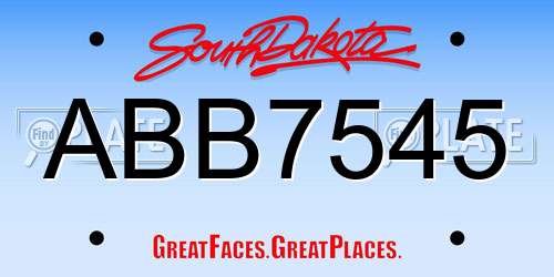 ABB7545 South Dakota License Plate