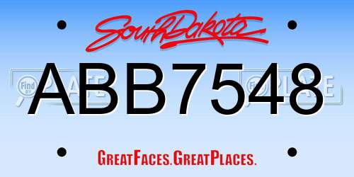 ABB7548 South Dakota License Plate
