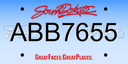 ABB7655 South Dakota License Plate