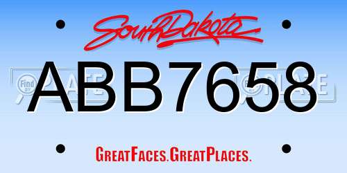 ABB7658 South Dakota License Plate