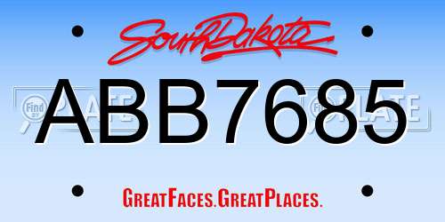 ABB7685 South Dakota License Plate