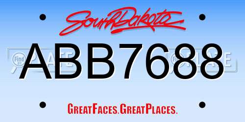 ABB7688 South Dakota License Plate