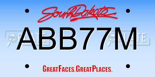 ABB77M South Dakota License Plate