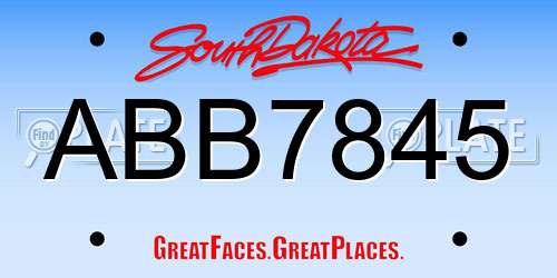 ABB7845 South Dakota License Plate