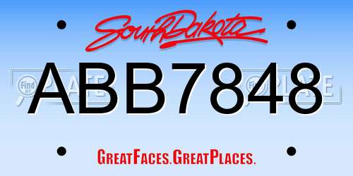 ABB7848 South Dakota License Plate