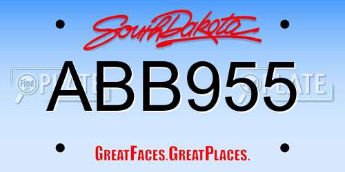 ABB955 South Dakota License Plate