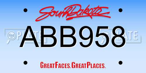 ABB958 South Dakota License Plate