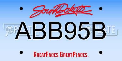 ABB95B South Dakota License Plate