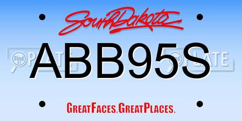 ABB95S South Dakota License Plate