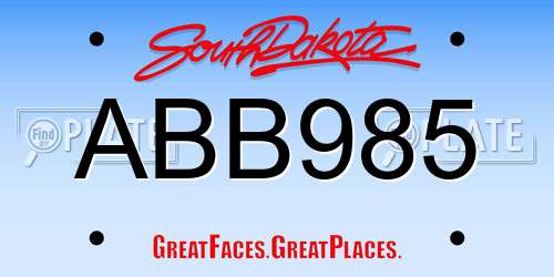 ABB985 South Dakota License Plate