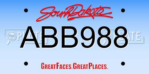 ABB988 South Dakota License Plate