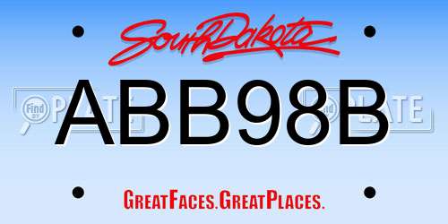 ABB98B South Dakota License Plate