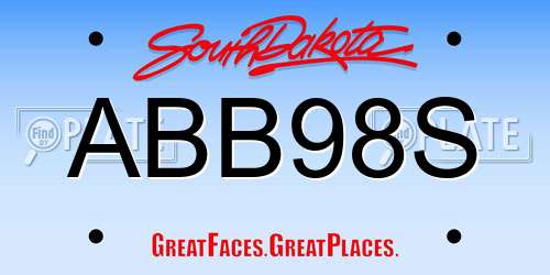 ABB98S South Dakota License Plate