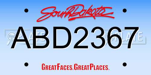 ABD2367 South Dakota License Plate