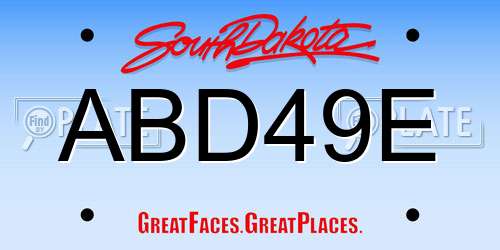 ABD49E South Dakota License Plate