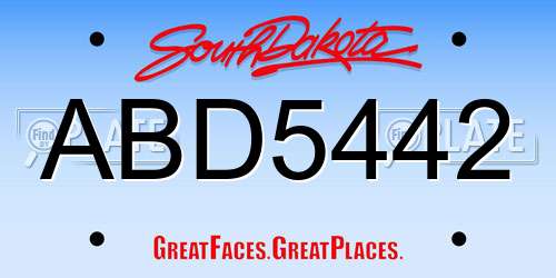 ABD5442 South Dakota License Plate