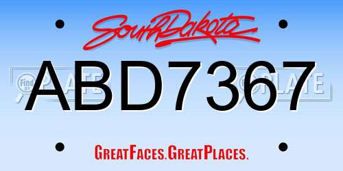 ABD7367 South Dakota License Plate