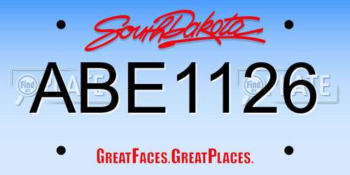 ABE1126 South Dakota License Plate