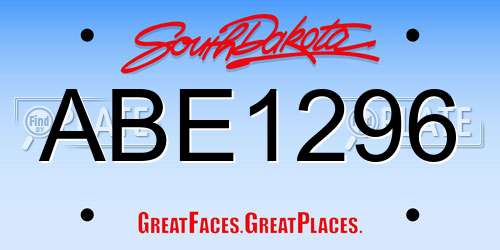 ABE1296 South Dakota License Plate