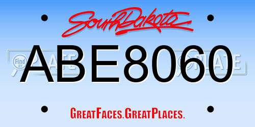 ABE8060 South Dakota License Plate