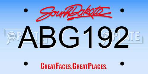 ABG192 South Dakota License Plate