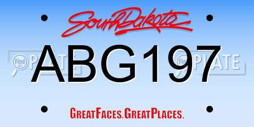 ABG197 South Dakota License Plate