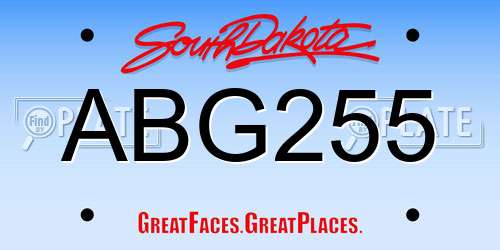 ABG255 South Dakota License Plate