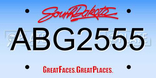 ABG2555 South Dakota License Plate