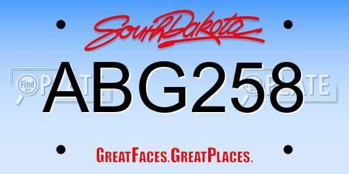 ABG258 South Dakota License Plate
