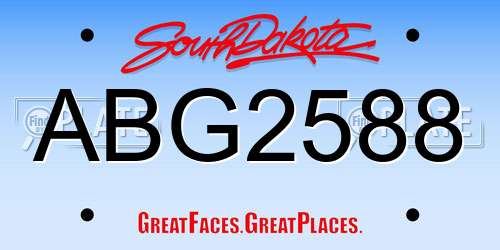 ABG2588 South Dakota License Plate