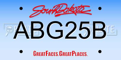 ABG25B South Dakota License Plate