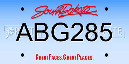 ABG285 South Dakota License Plate