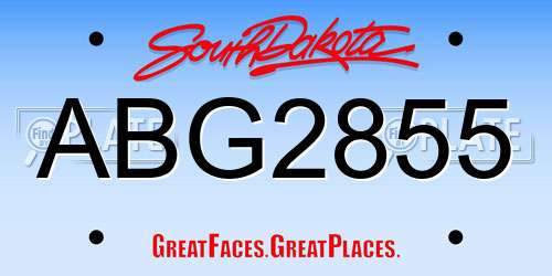 ABG2855 South Dakota License Plate
