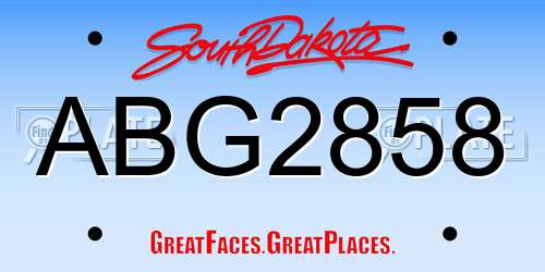 ABG2858 South Dakota License Plate