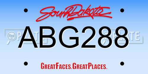 ABG288 South Dakota License Plate
