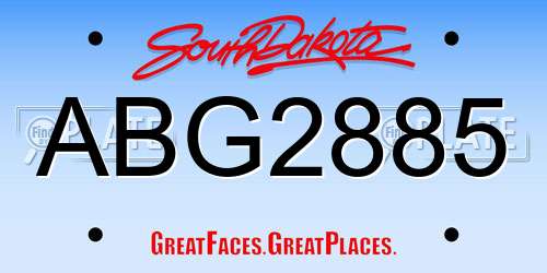 ABG2885 South Dakota License Plate
