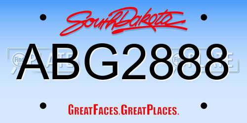 ABG2888 South Dakota License Plate