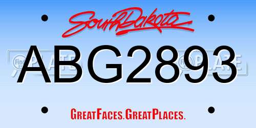 ABG2893 South Dakota License Plate