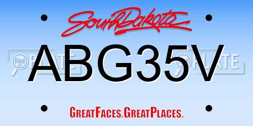 ABG35V South Dakota License Plate