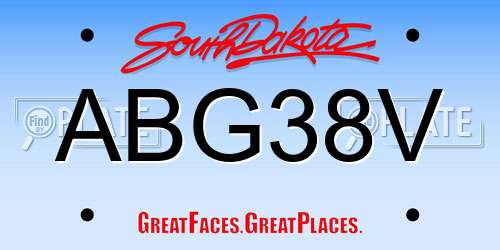 ABG38V South Dakota License Plate
